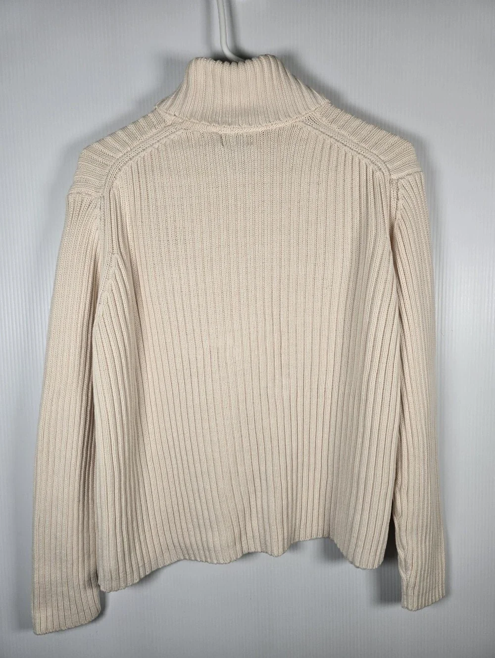 Eddie Bauer Off-White Ribbed Knit Turtleneck Long Sleeve Cotton Sweater Size XXL - Picture 2 of 8